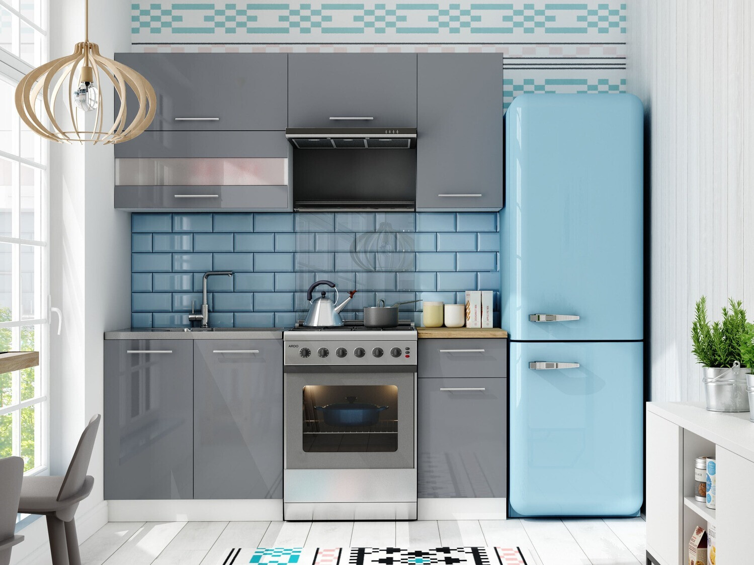 Modular kitchen set Tiffa Grey 100