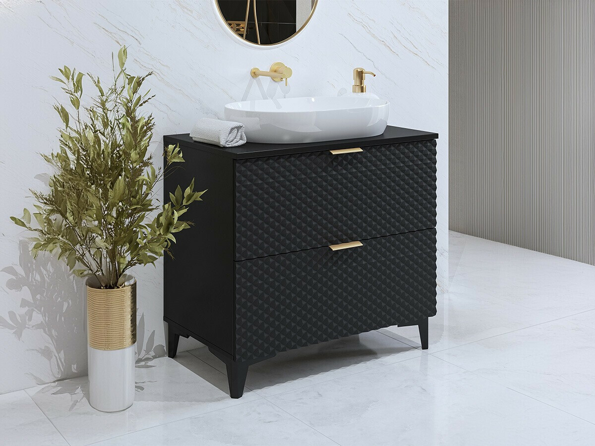 Standing bathroom cabinet for washbasin Liretu 102 (Black)