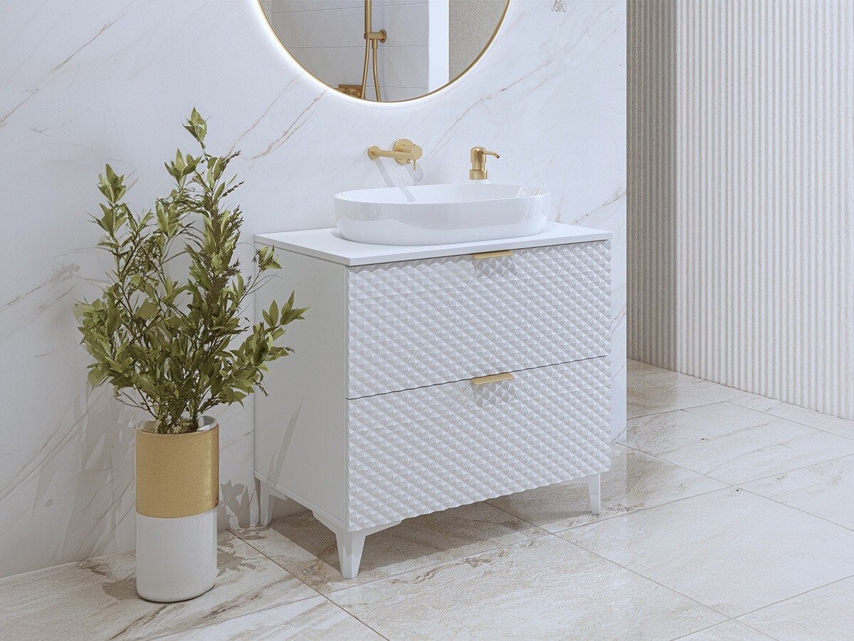 Standing bathroom cabinet for washbasin Liretu 102 (White)