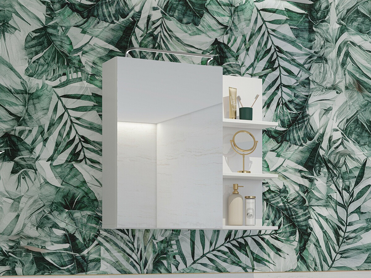 Bathroom mirror cabinet Tecavu 102 (Glossy white + White)