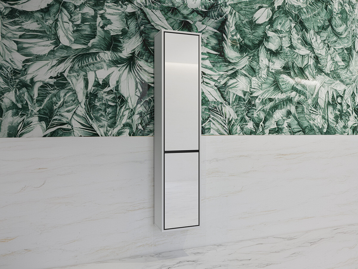 Wall-mounted bathroom cabinet Tecavu 101 (Glossy white + White)