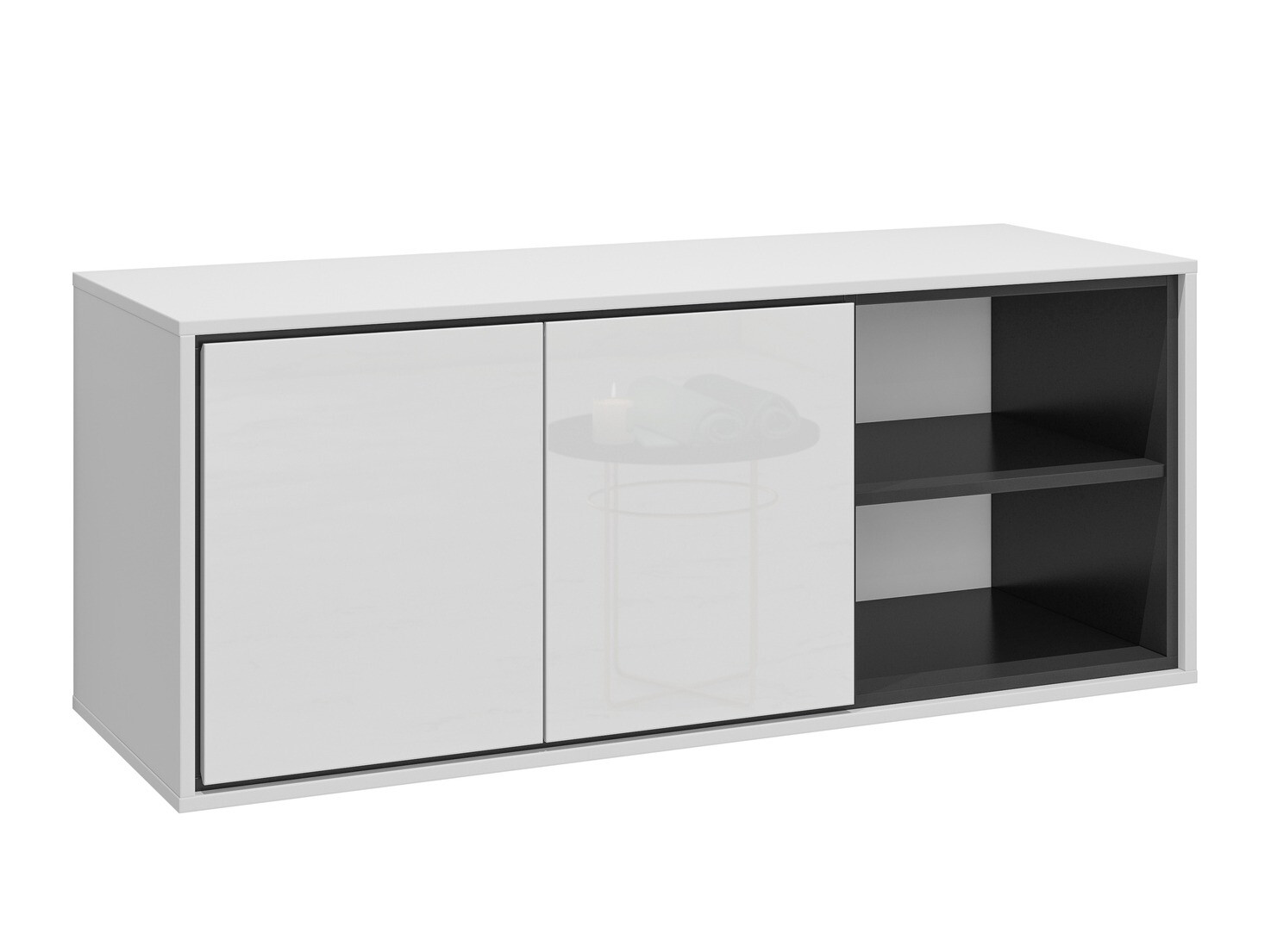 Wall-mounted bathroom cabinet Tecavu 104 (Glossy white + White)