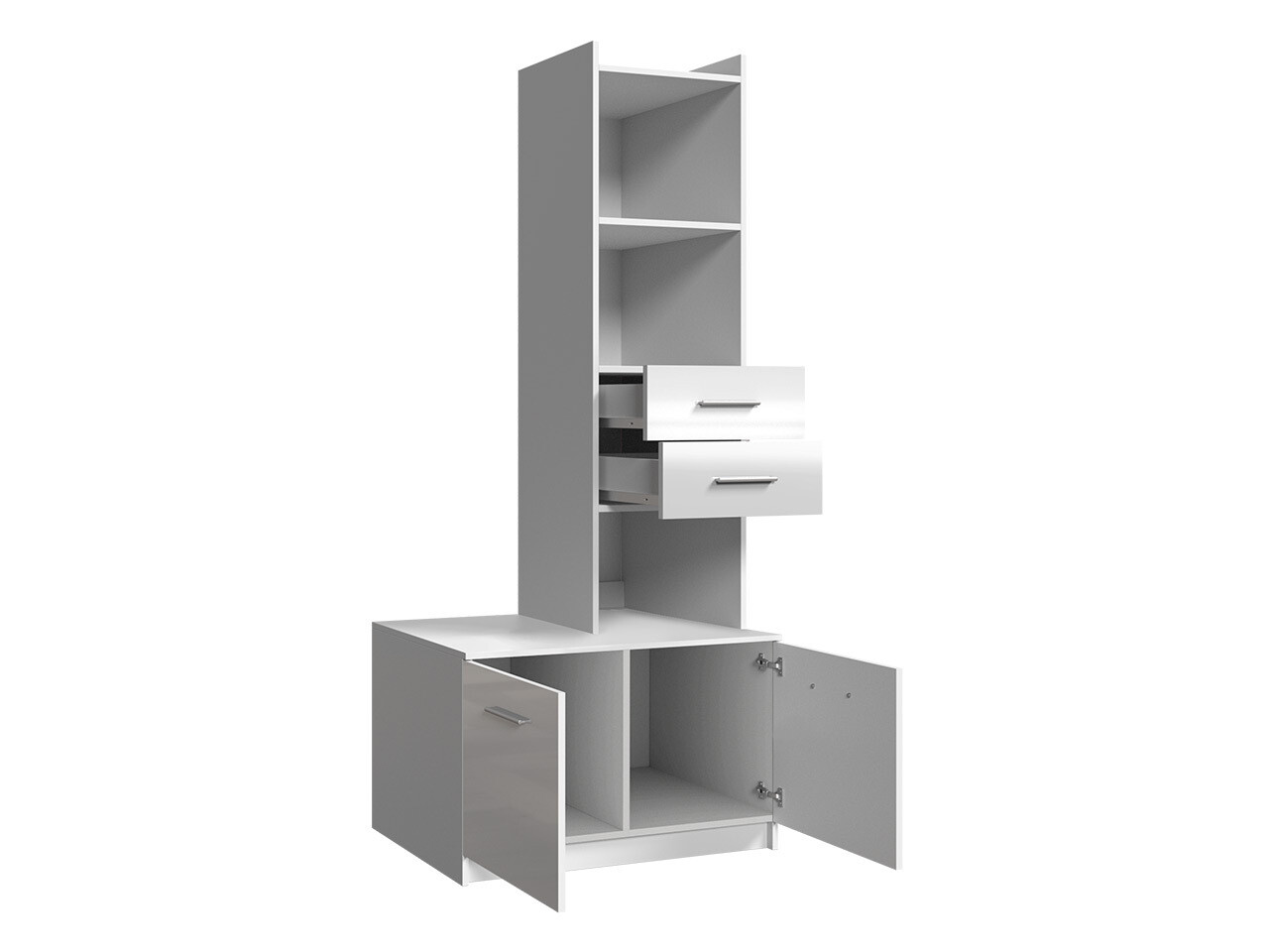 Bookcase Campus (White + Glossy white)