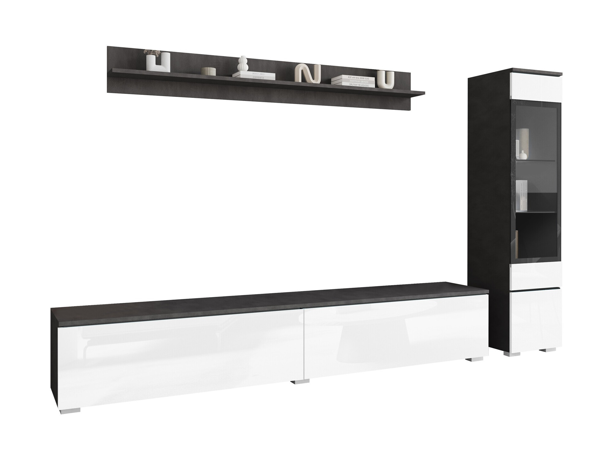 Living room set Mirfivo 100 (Matera grey + Glossy white)