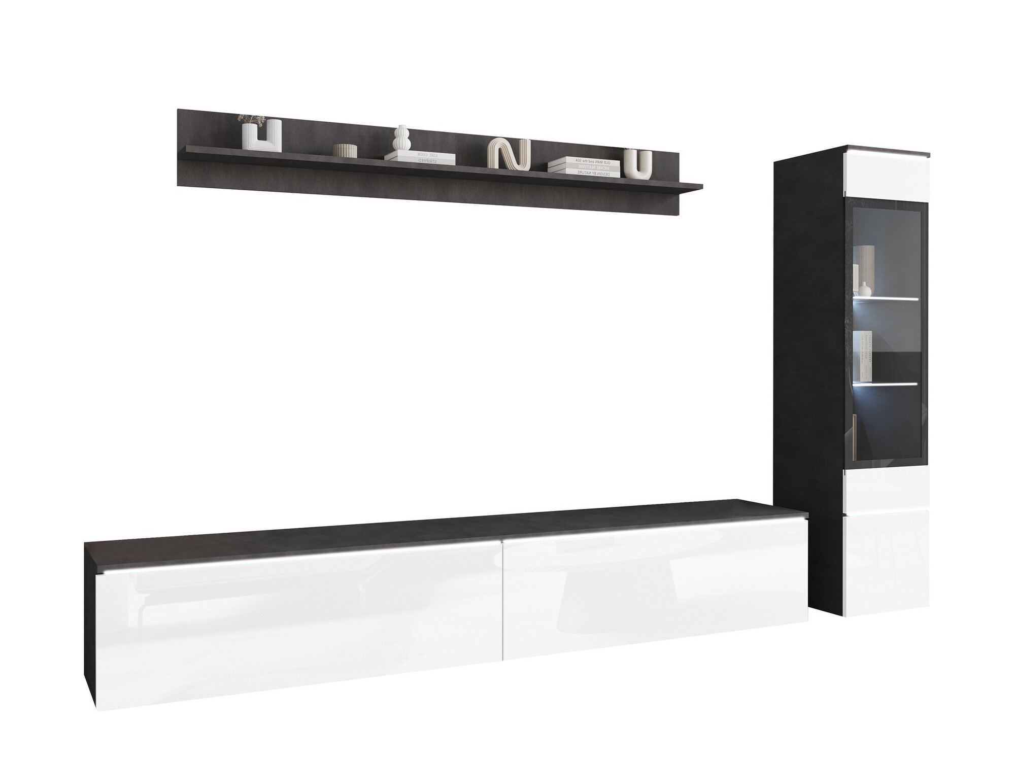 Living room set Mirfivo 100 (Matera grey + Glossy white)