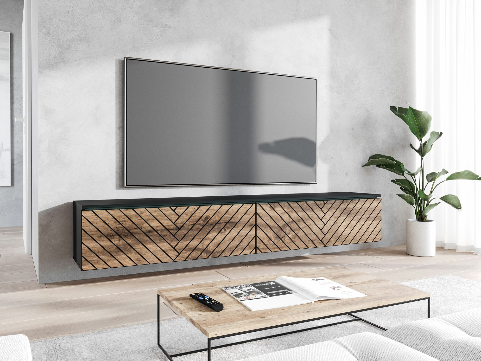 TV stand Sarasota 166 (Graphite + Wotan Oak)