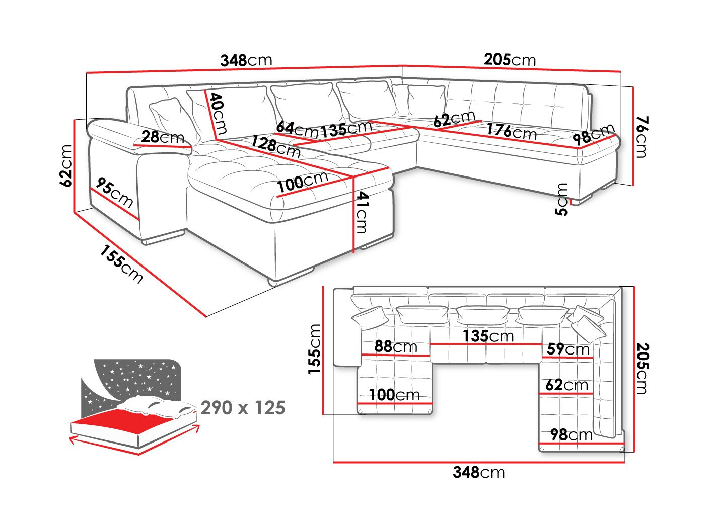 Corner sofa Comfivo 128 (Left)