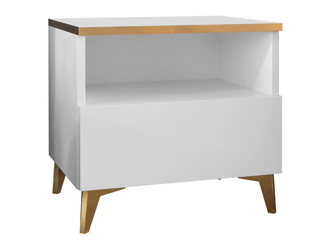 Bedside table Comfivo 493 (White + Glossy white)