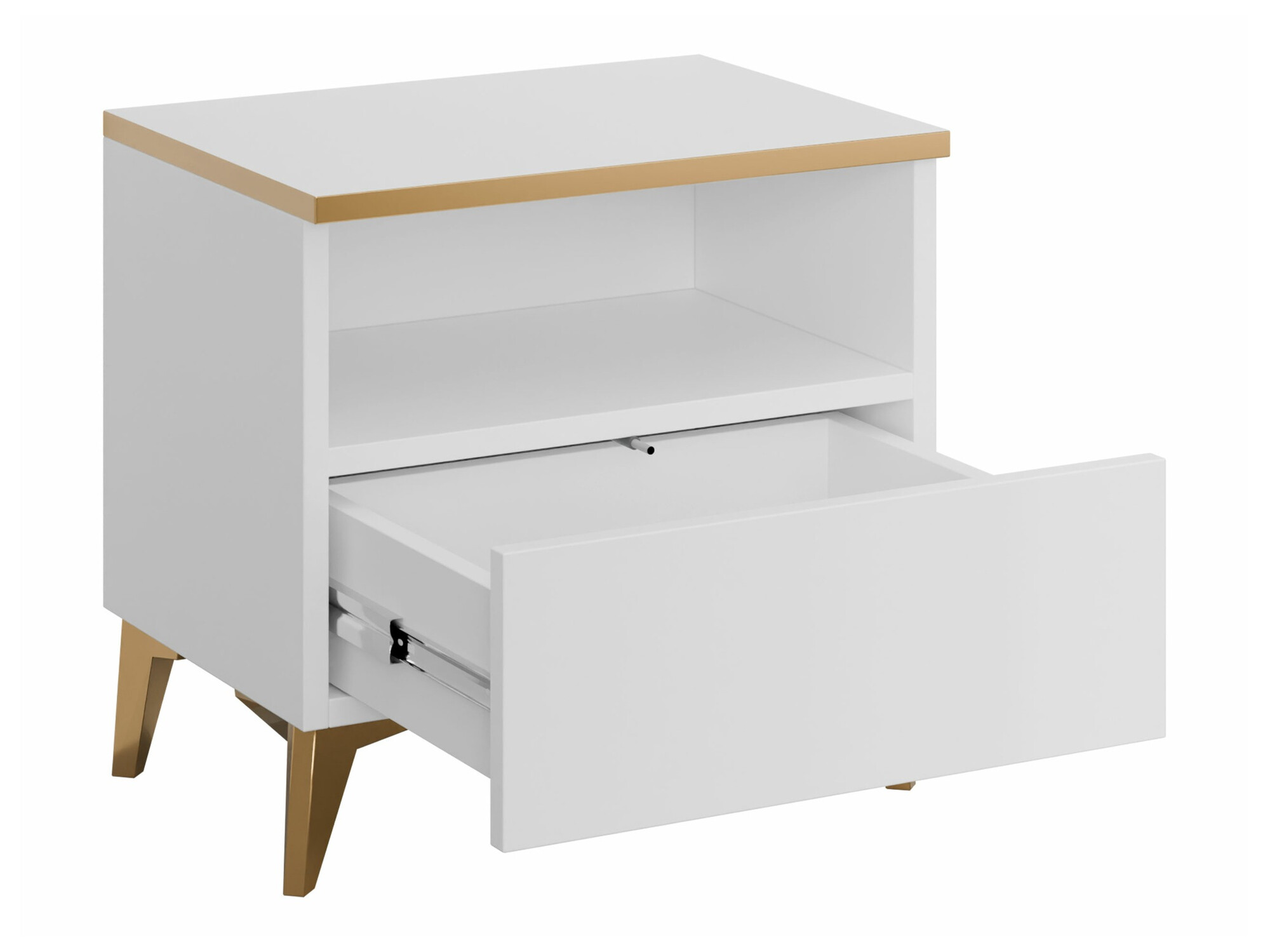 Bedside table Comfivo 493 (White + Glossy white)