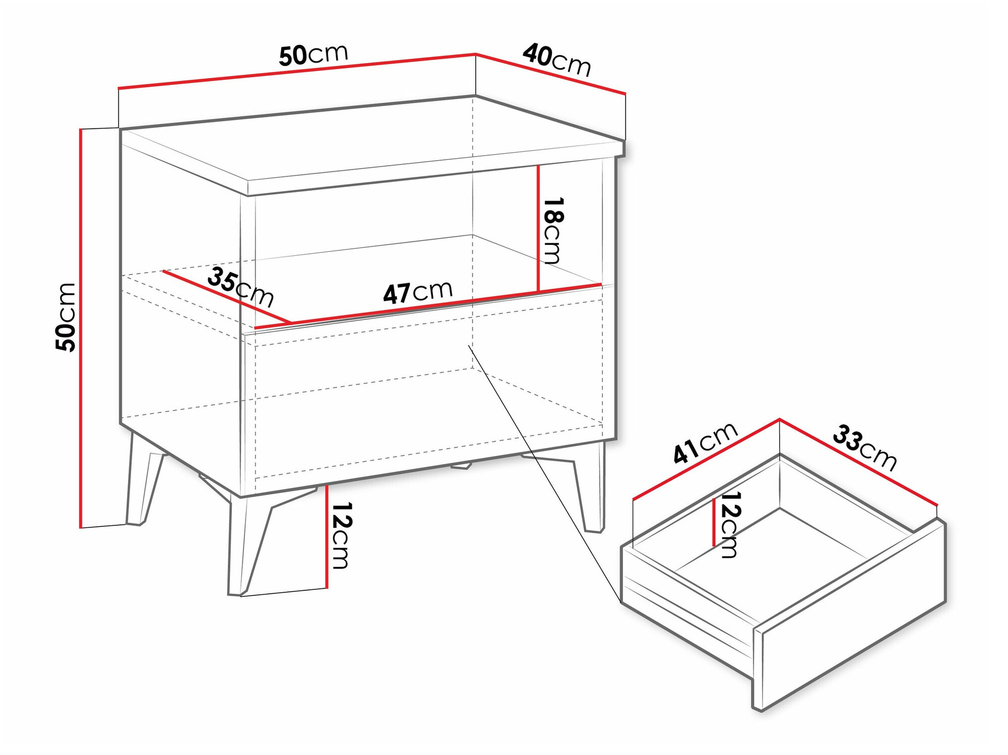 Bedside table Comfivo 493 (White + Glossy white)