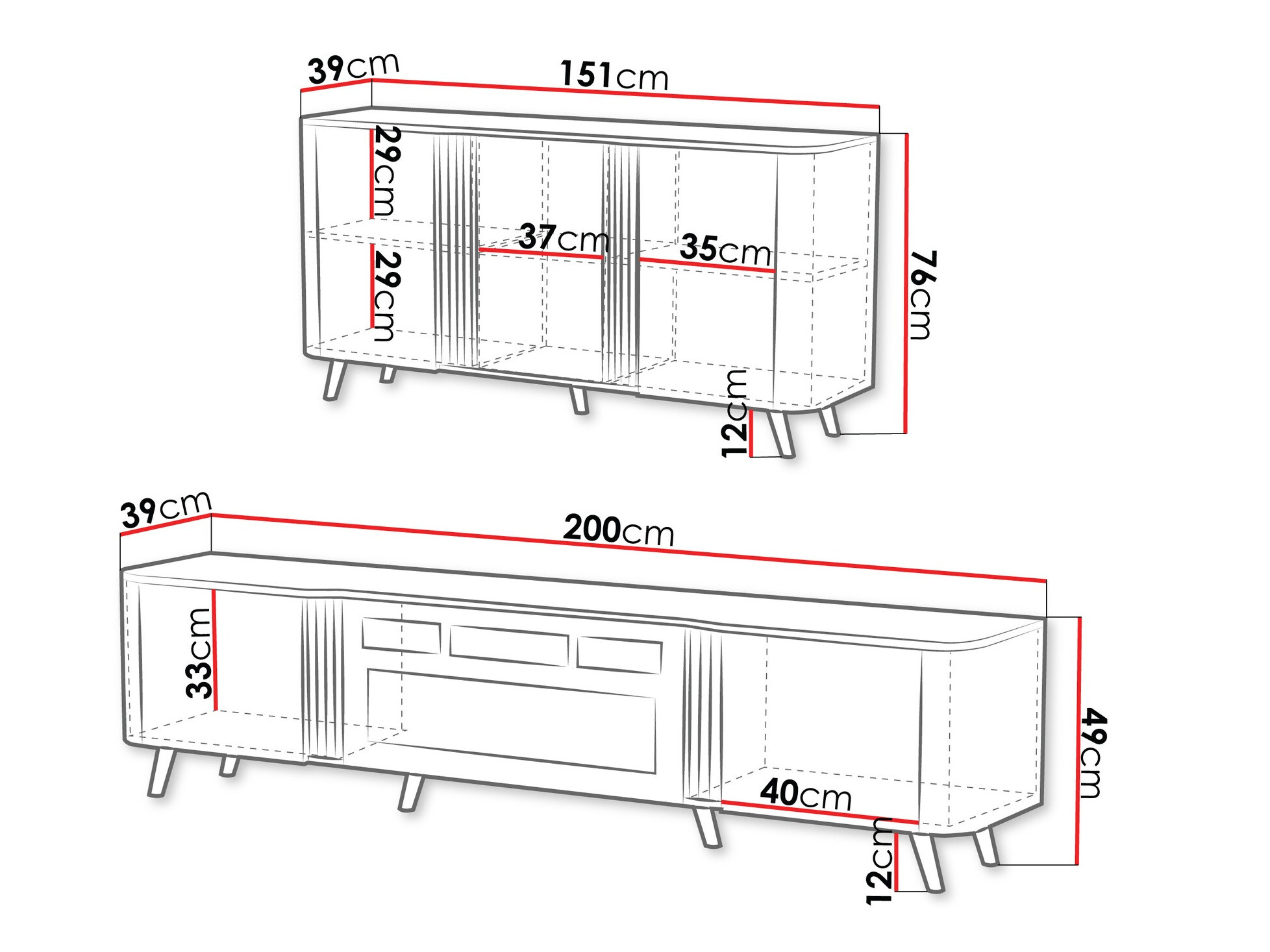 Living room set Modus (Black + Walnut)