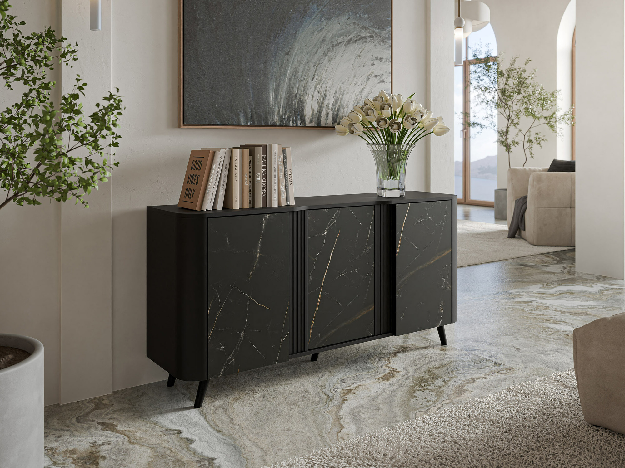 Sideboard Modus (Black + Black marble)
