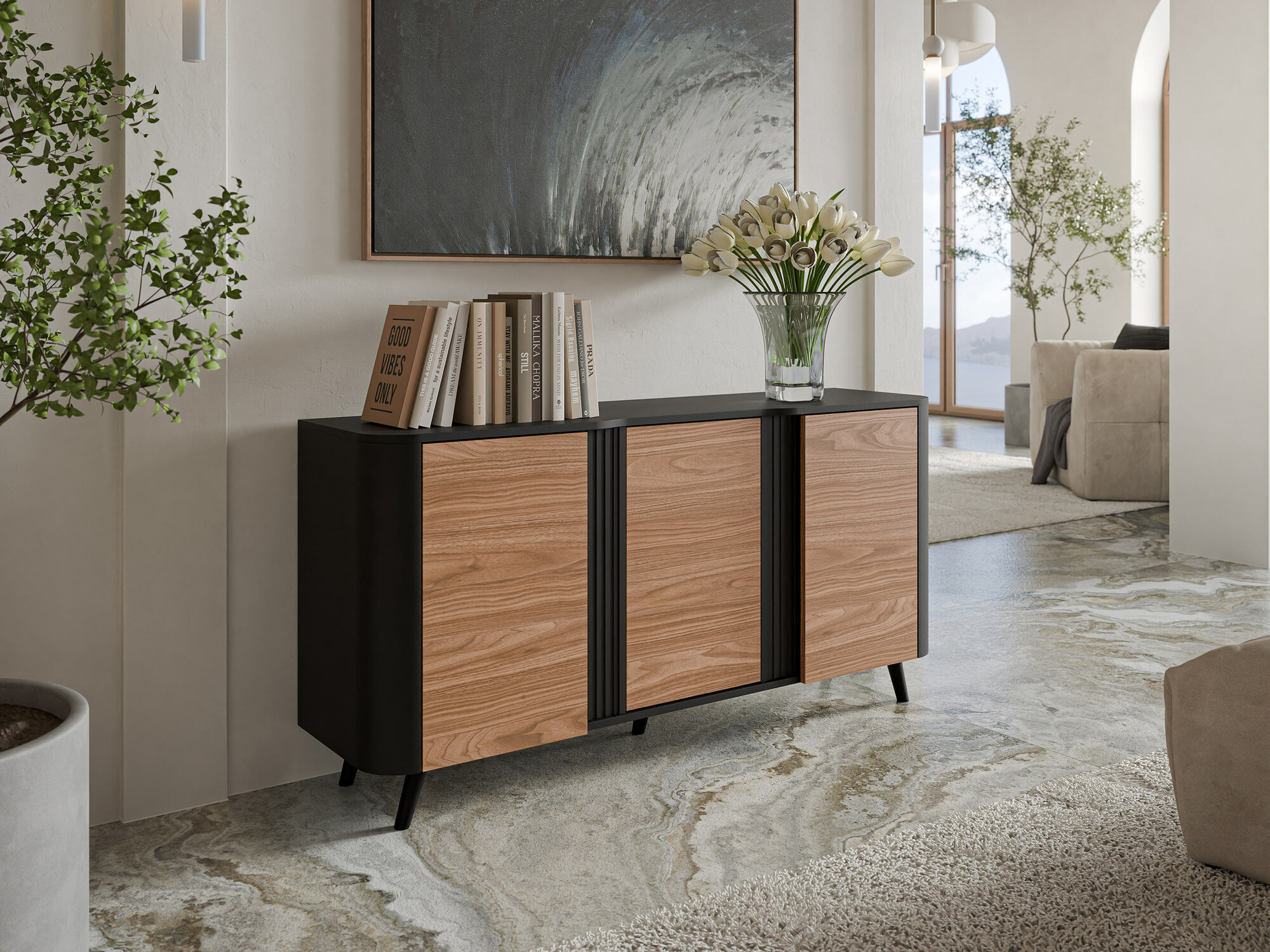 Sideboard Modus (Black + Walnut)