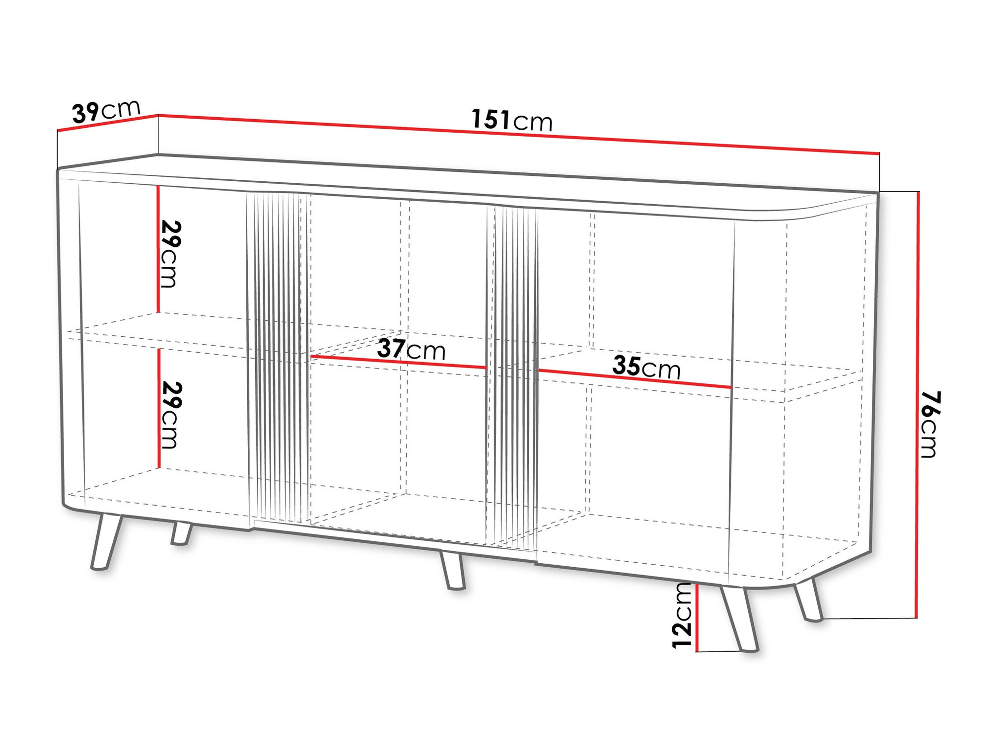 Sideboard Modus (Black + Walnut)