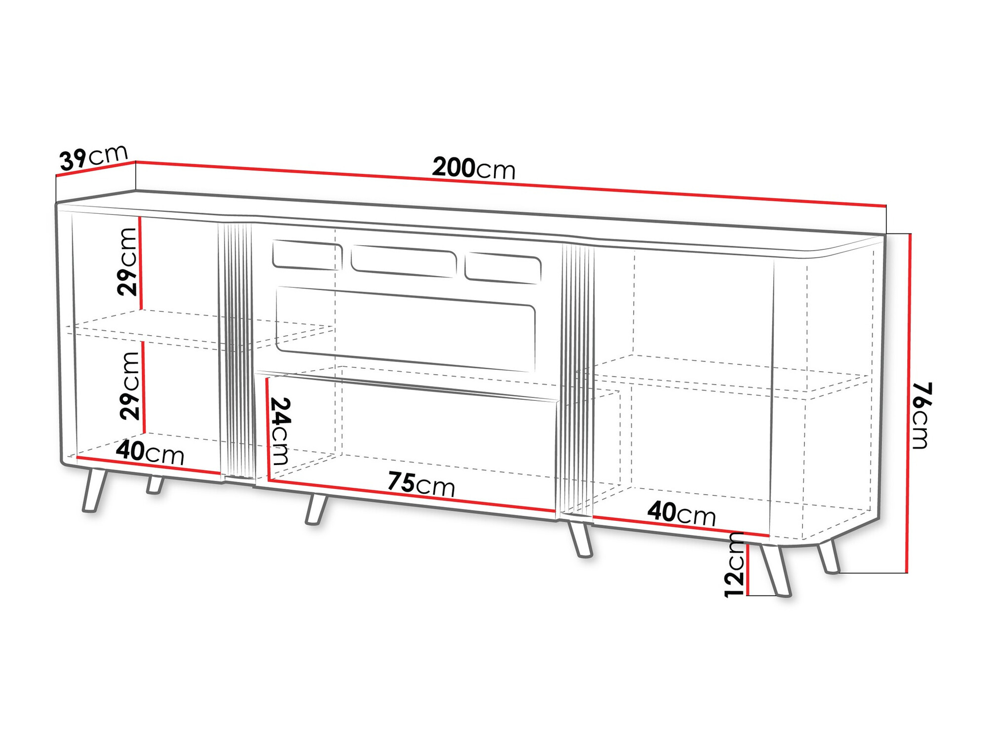 Sideboard Modus I (Black + Black marble)