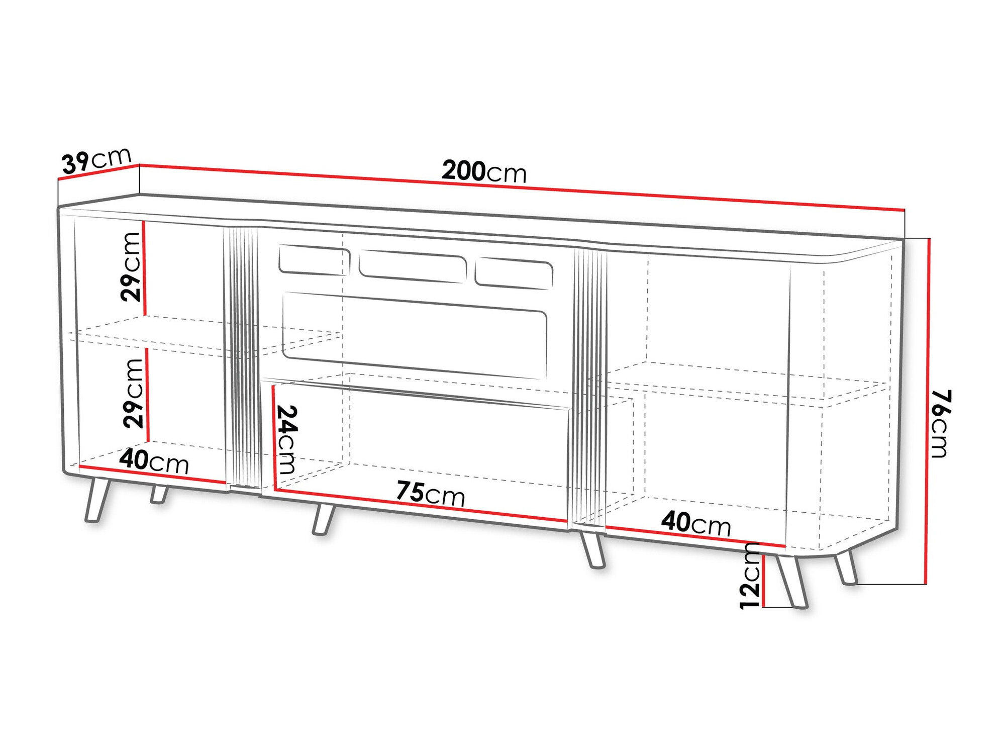 Sideboard Modus I (Black + Walnut)