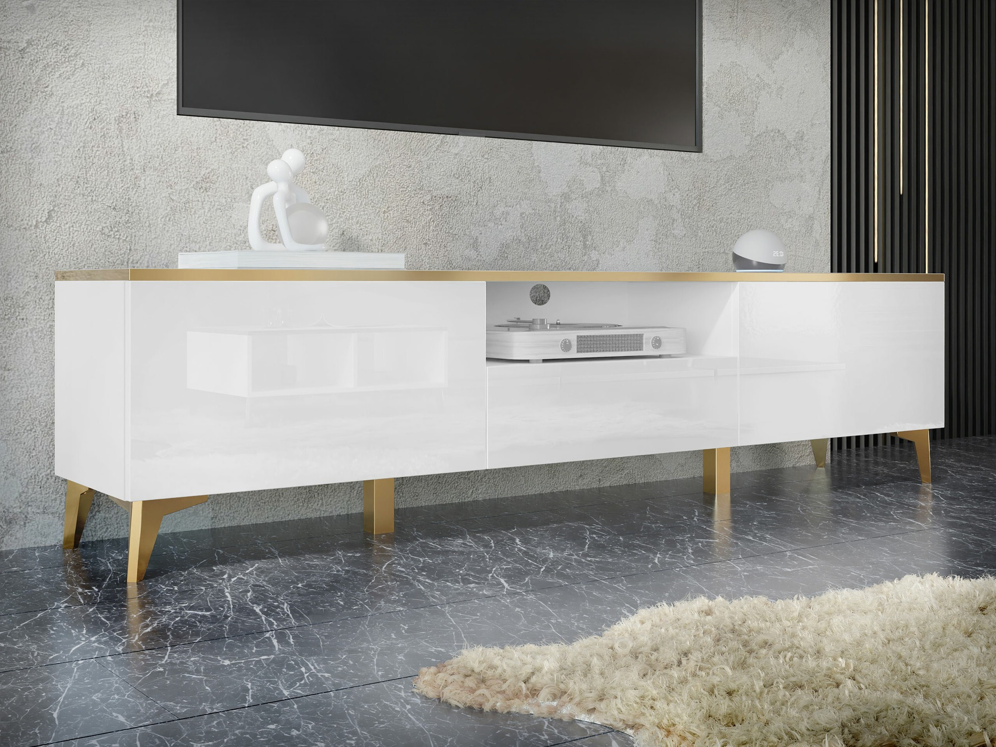 TV stand Comfivo 490 (White + Glossy white)