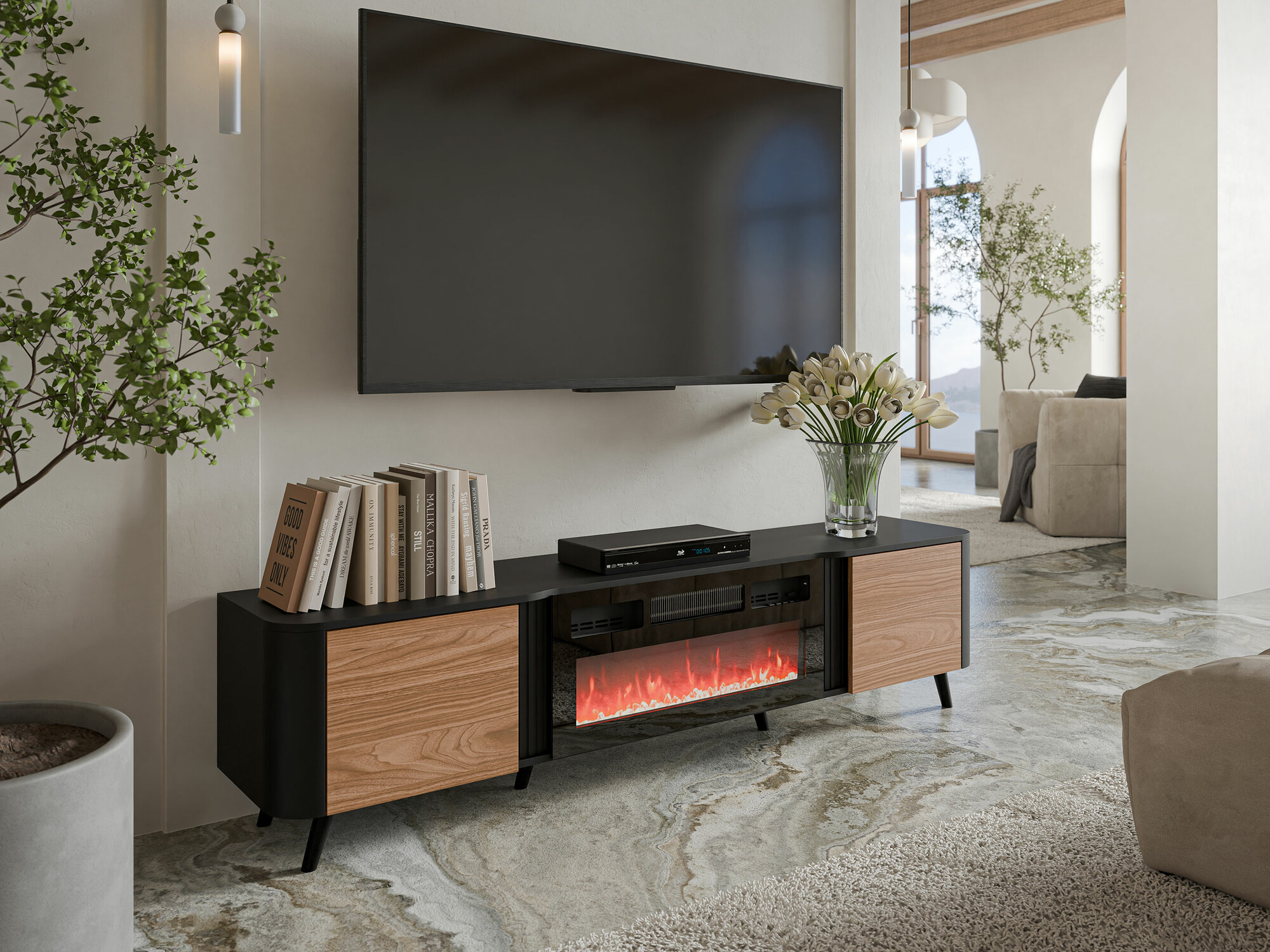 TV stand Modus (Black + Walnut)