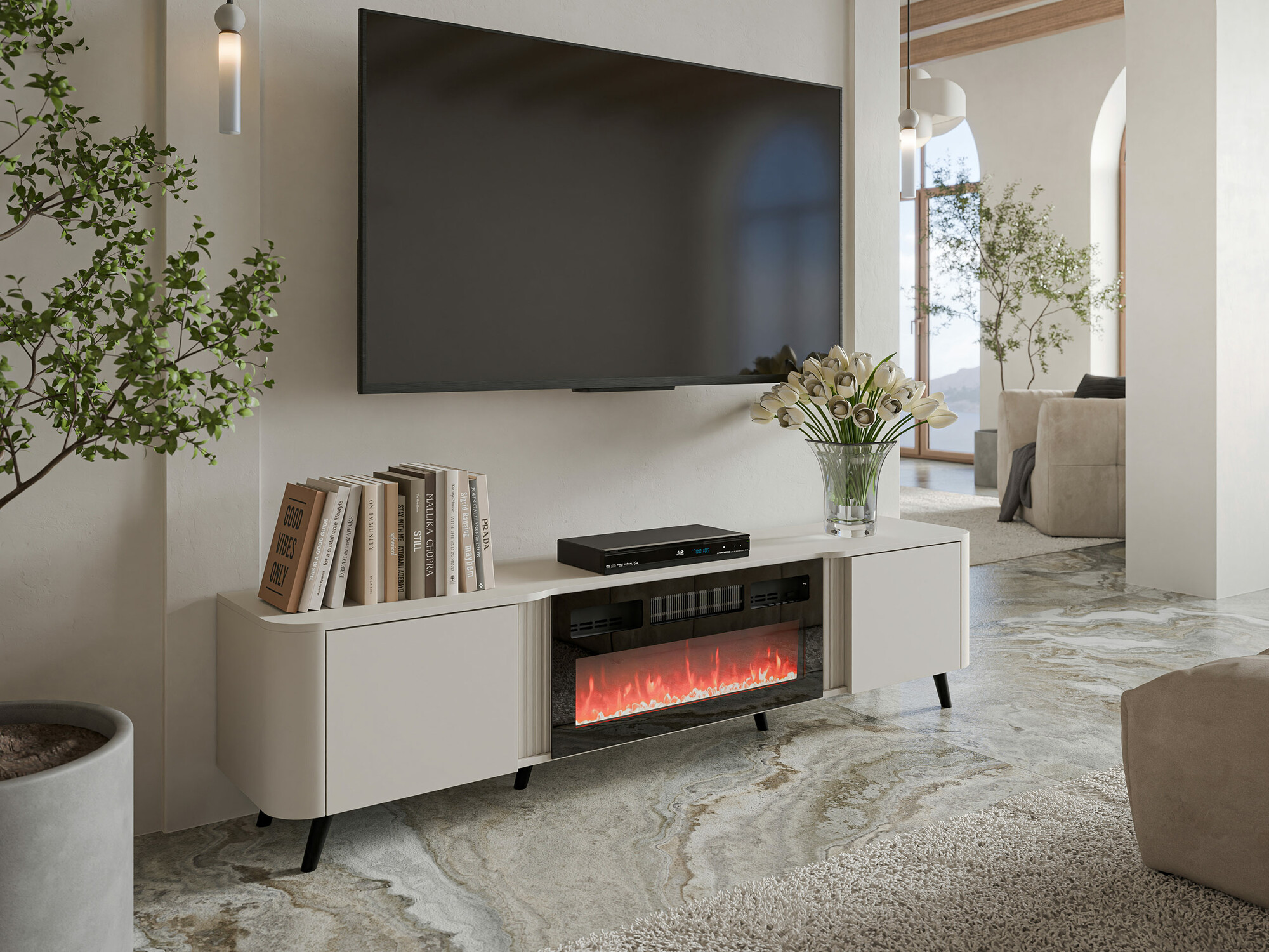TV stand Modus (Cashmere + Black)