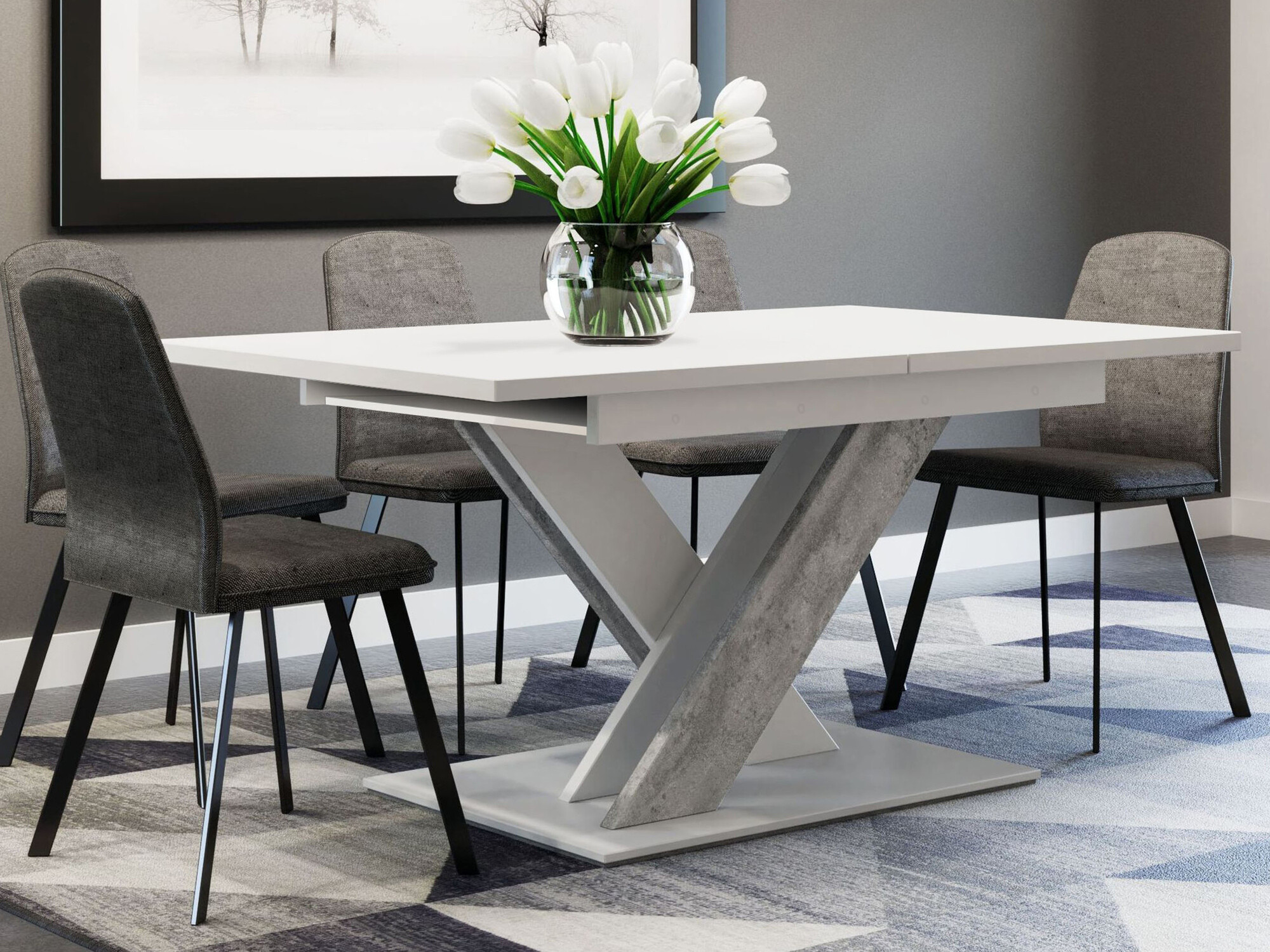 Table Decium (White + Concrete)