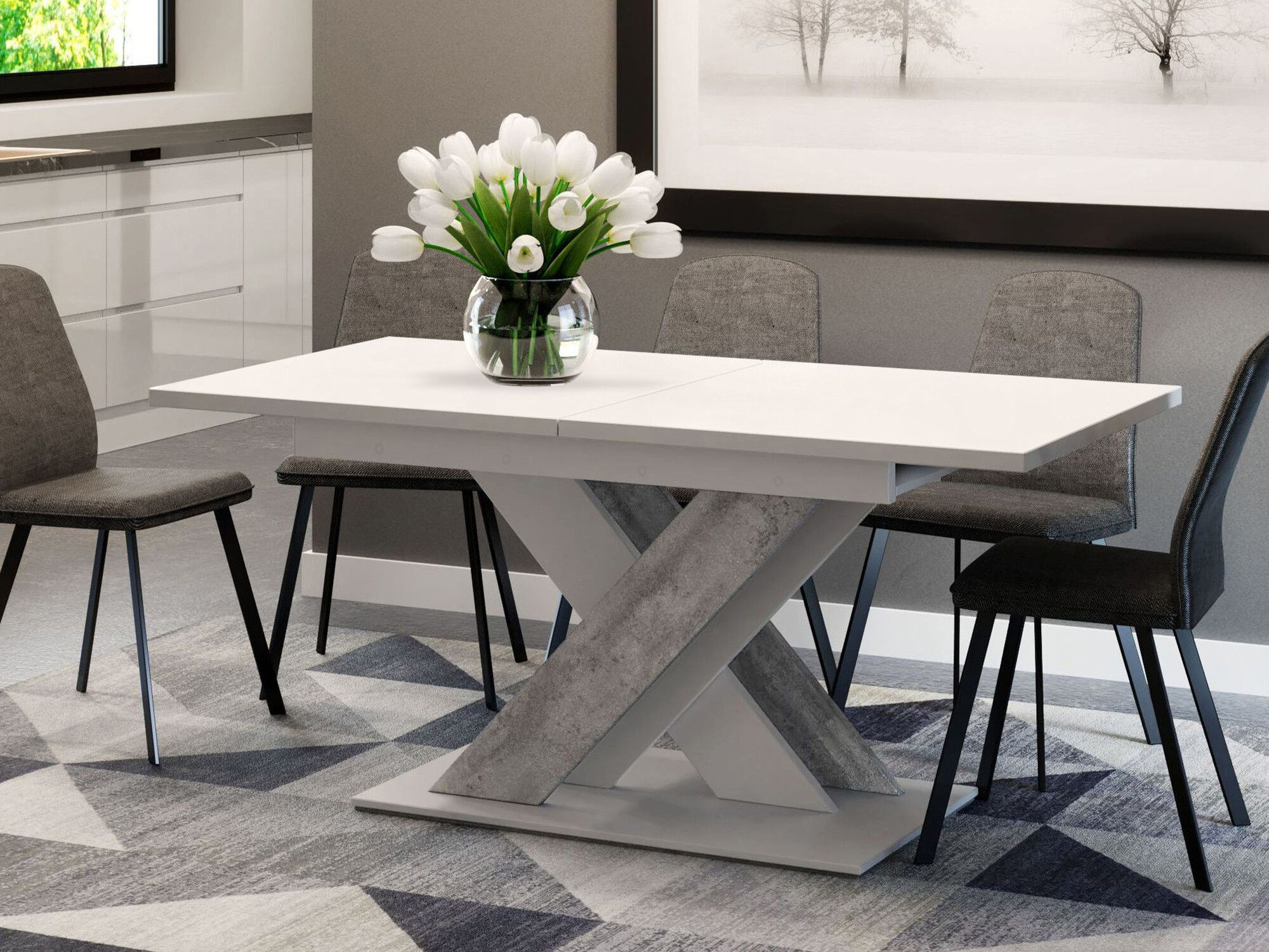 Table Decium (White + Concrete)
