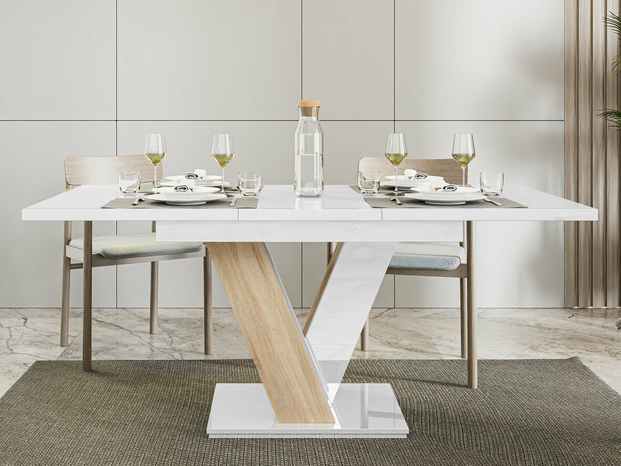 Table Musus (Glossy white + Sonoma oak)