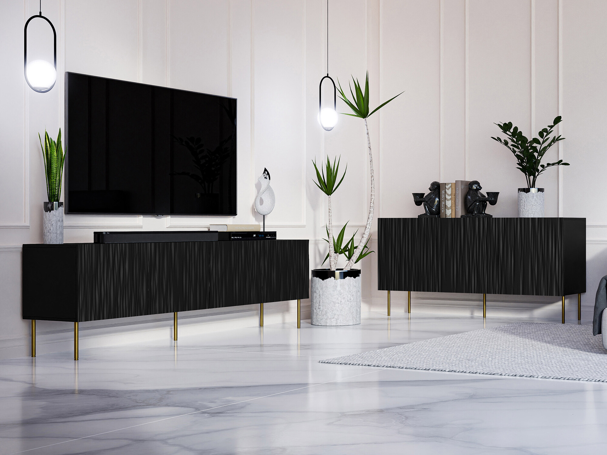 Living room set Lorelbo 104 (Black + Golden)