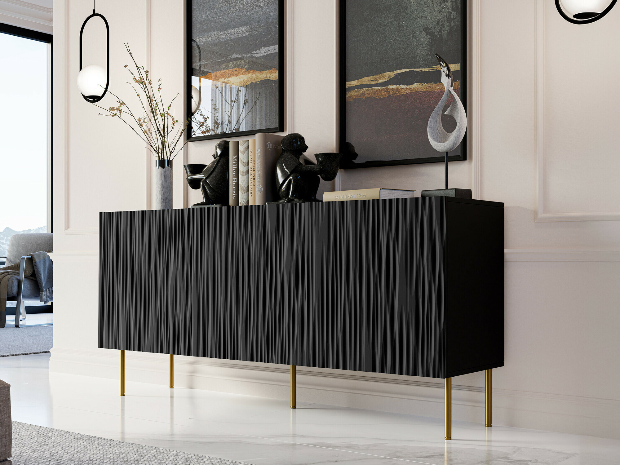 Sideboard Lorelbo 100 (Black + Golden)