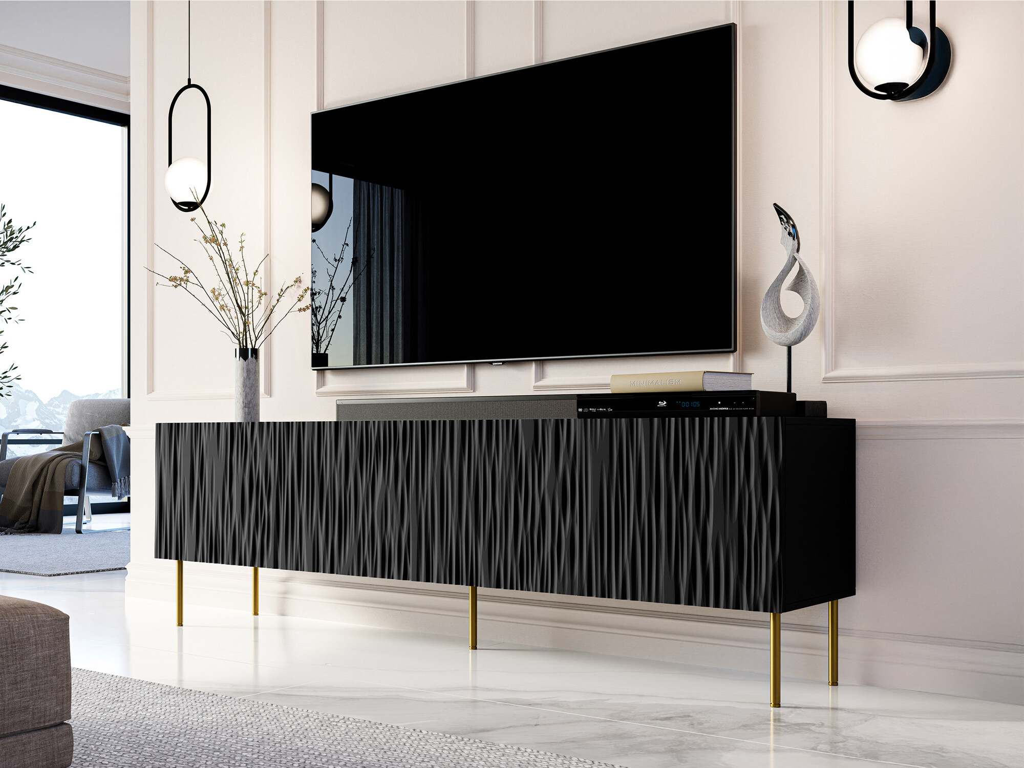 TV stand Lorelbo 103 (Black + Golden)