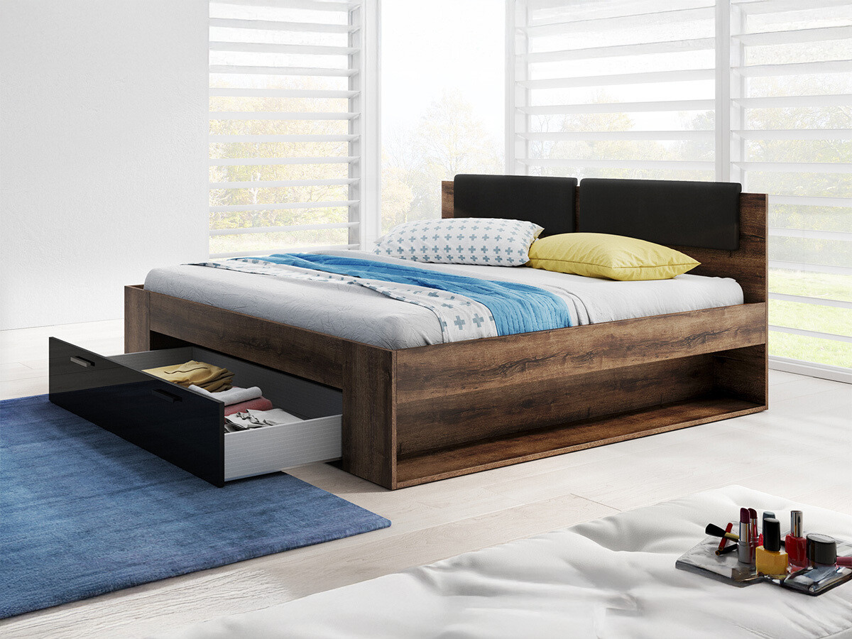 Bed Levruvu 106 (Monastery oak + Glossy black)