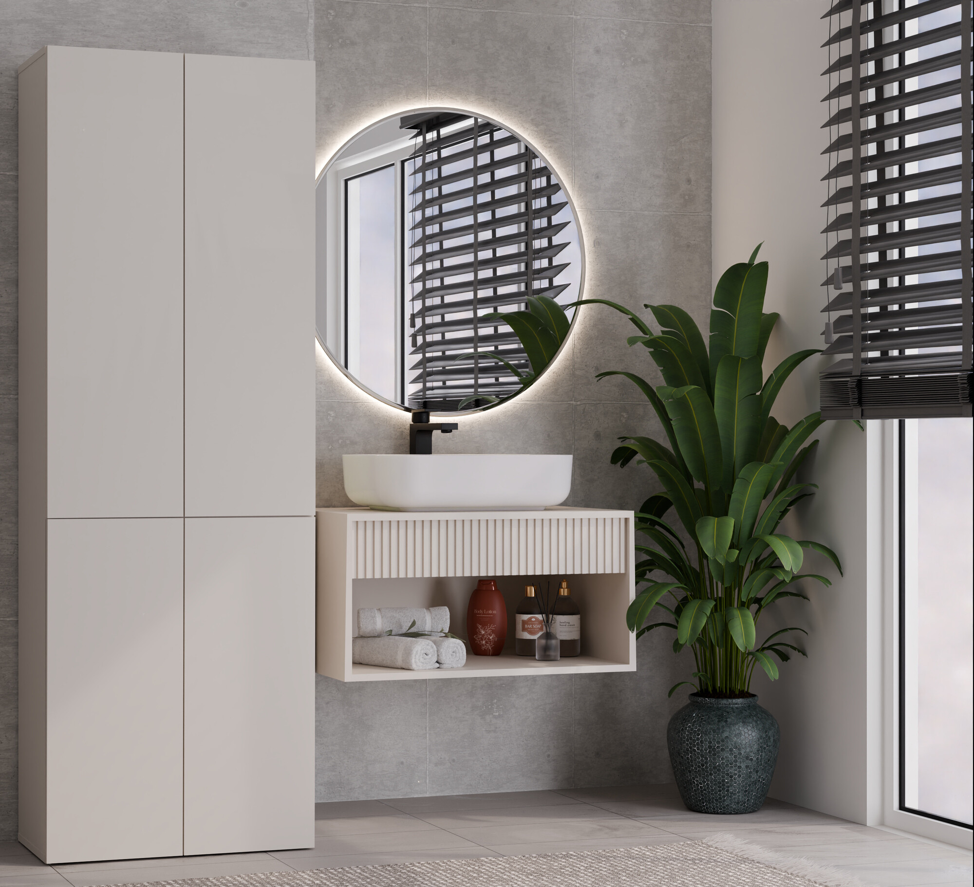 Freestanding bathroom cabinet Nolmaru 100 (Cashmere)