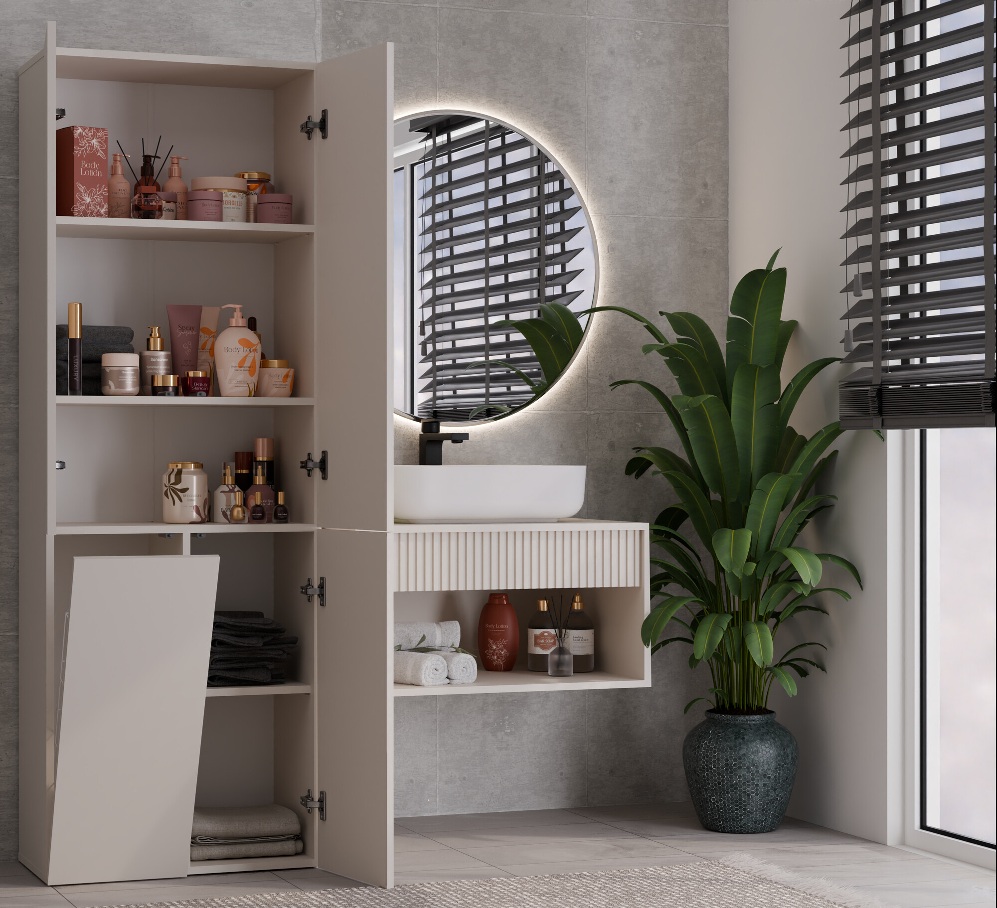 Freestanding bathroom cabinet Nolmaru 100 (Cashmere)