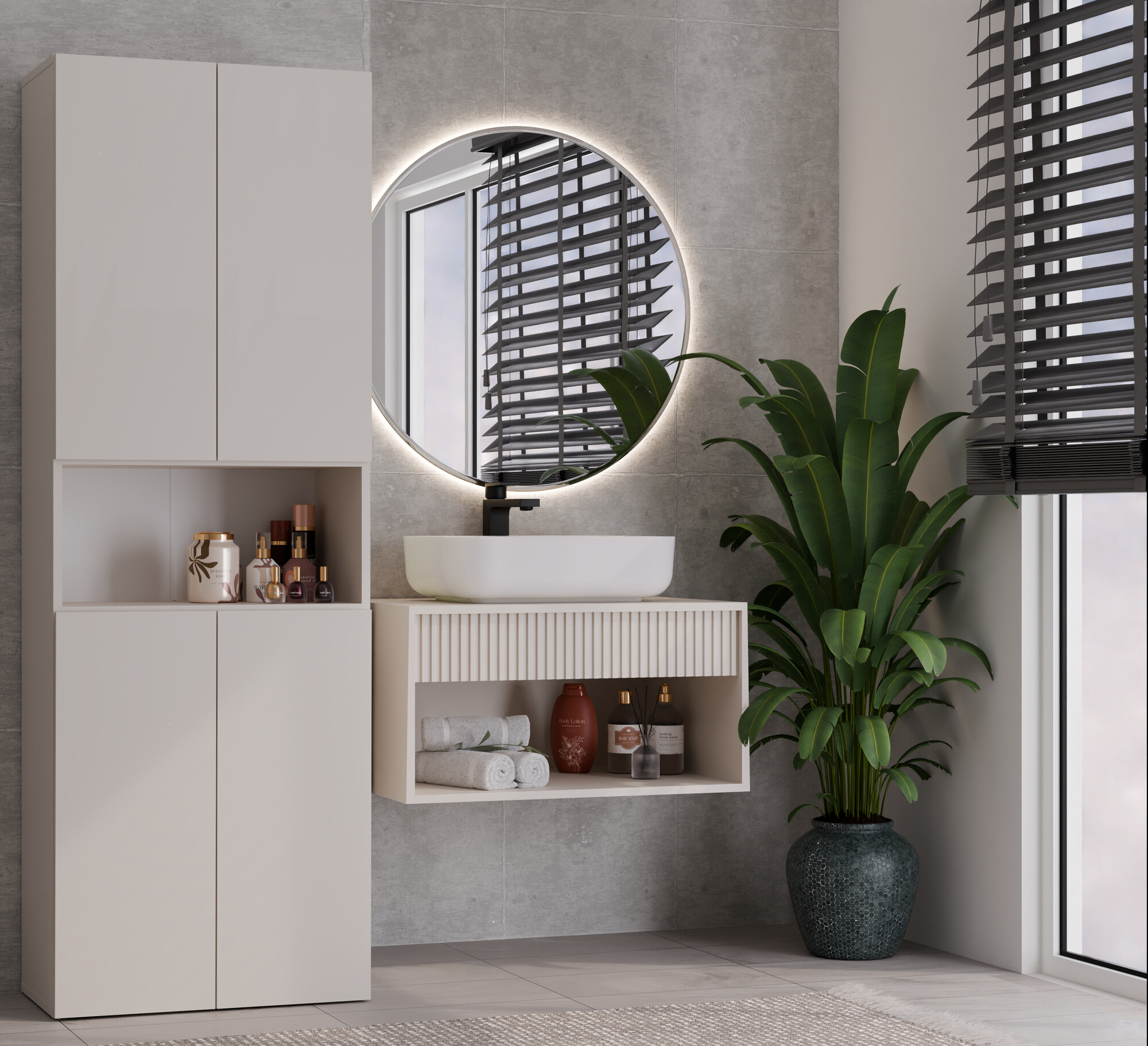 Freestanding bathroom cabinet Nolmaru 101 (Cashmere)