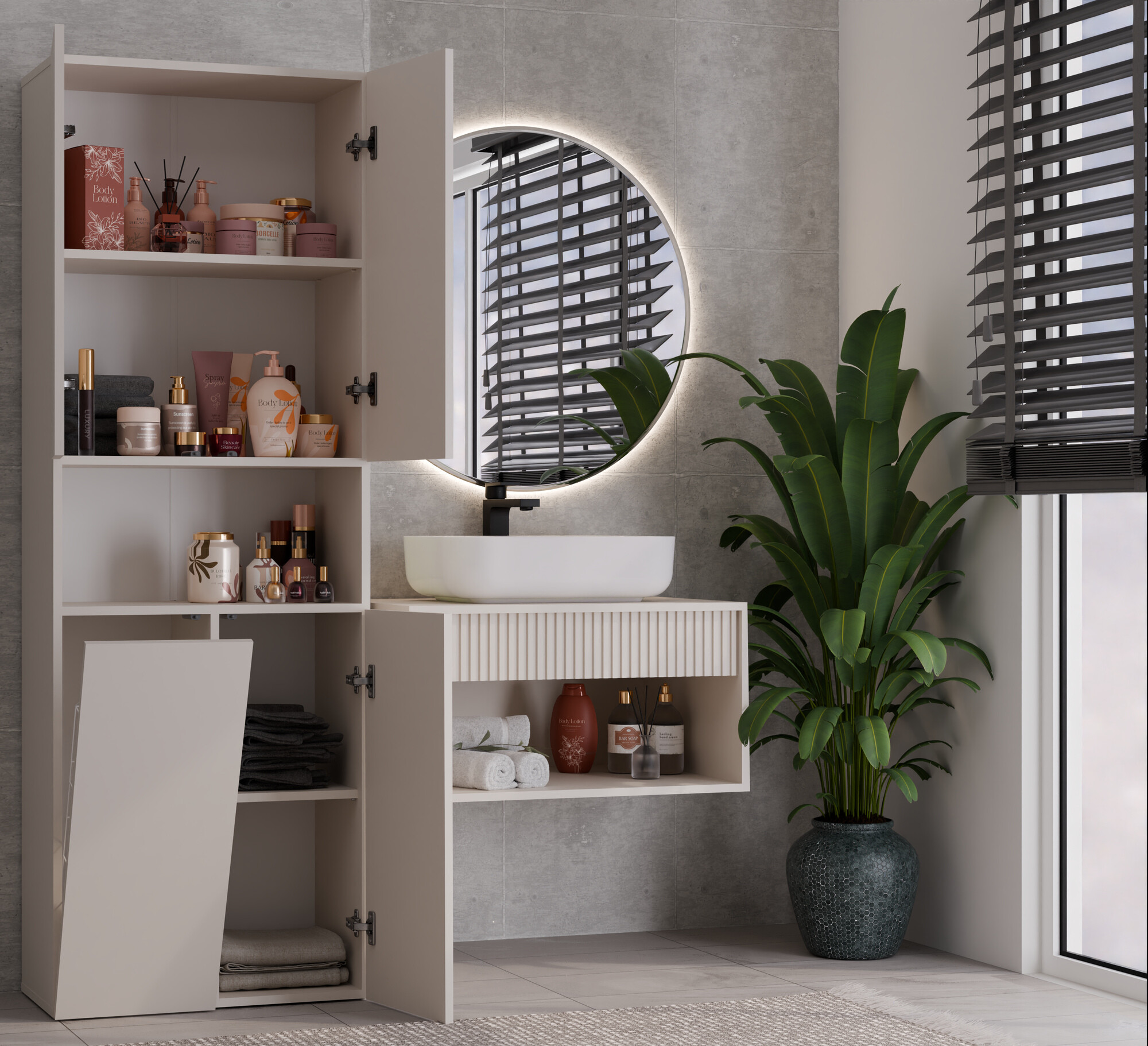 Freestanding bathroom cabinet Nolmaru 101 (Cashmere)