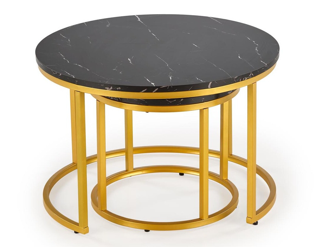 Coffee table set Houston 2213 (Black marble + Golden)