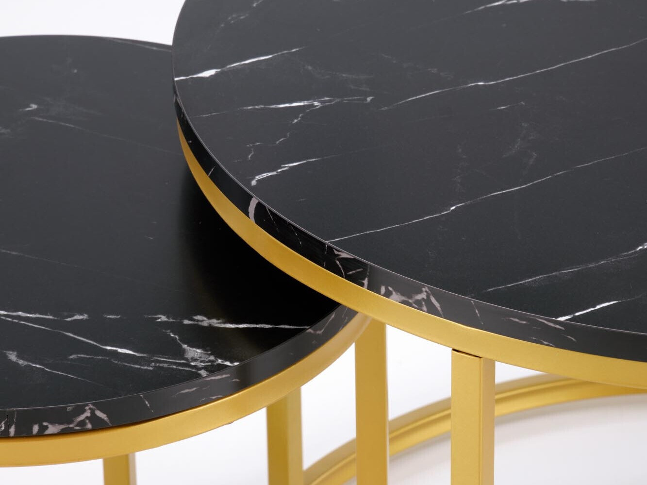 Nest of coffee tables Houston 2213 (Black marble + Golden)