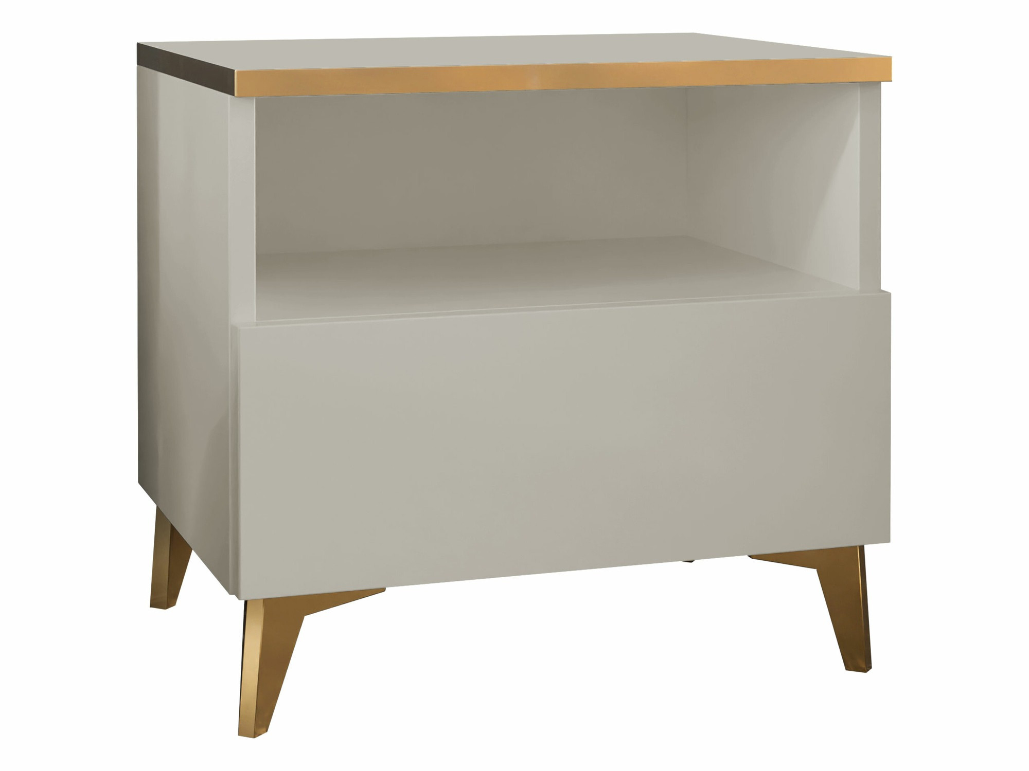 Bedside table Comfivo 493 (Beige + Glossy beige)