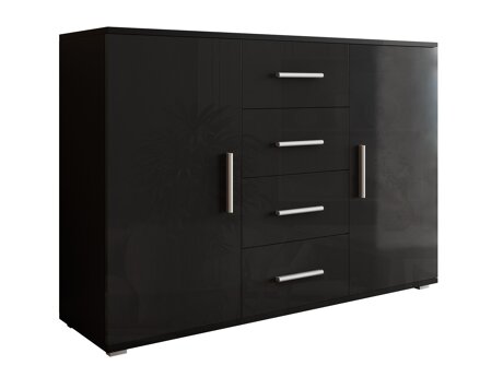 Chest of drawers Charlotte 118 (Black + Glossy black)