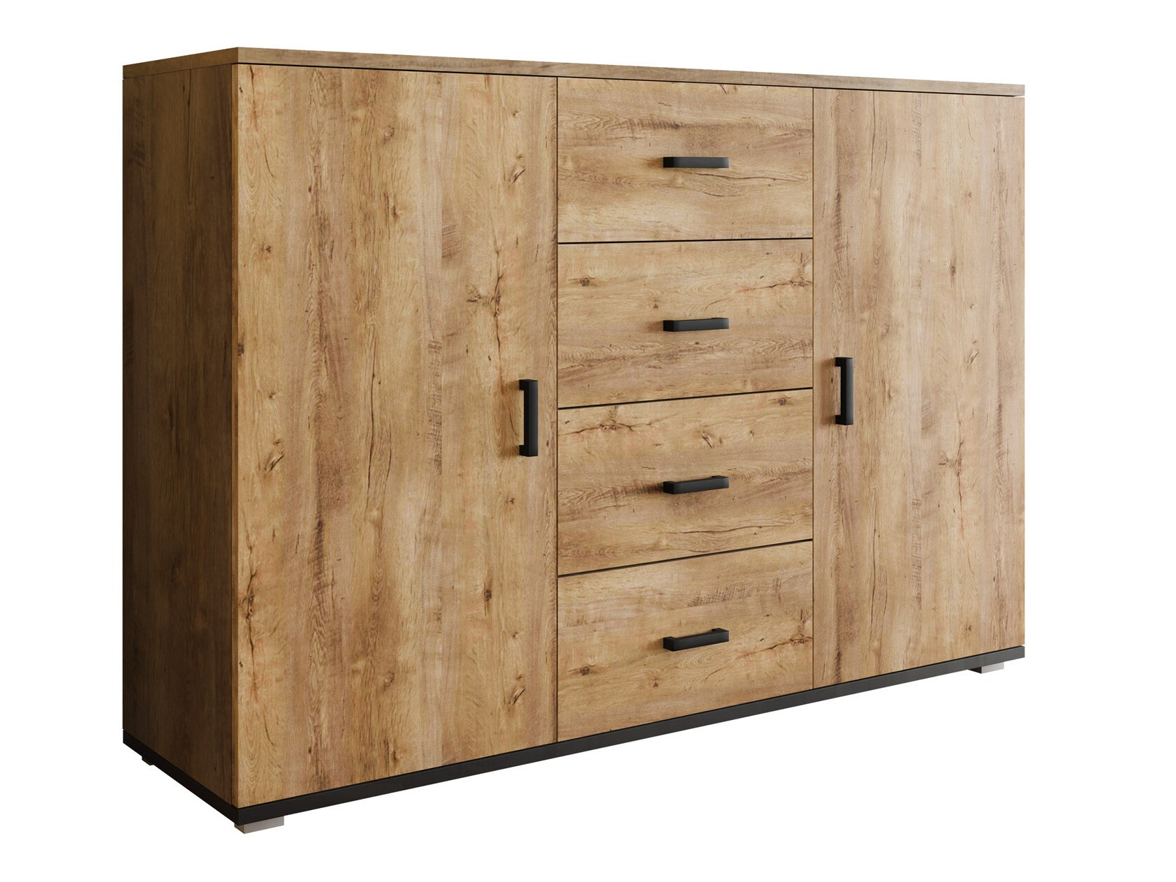 Chest of drawers Charlotte 118 (Lefkas oak + Black)