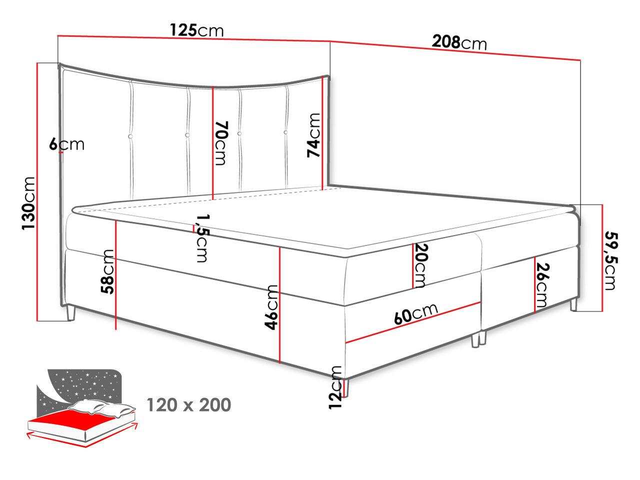 Continental bed Fons I (Fresh 8)