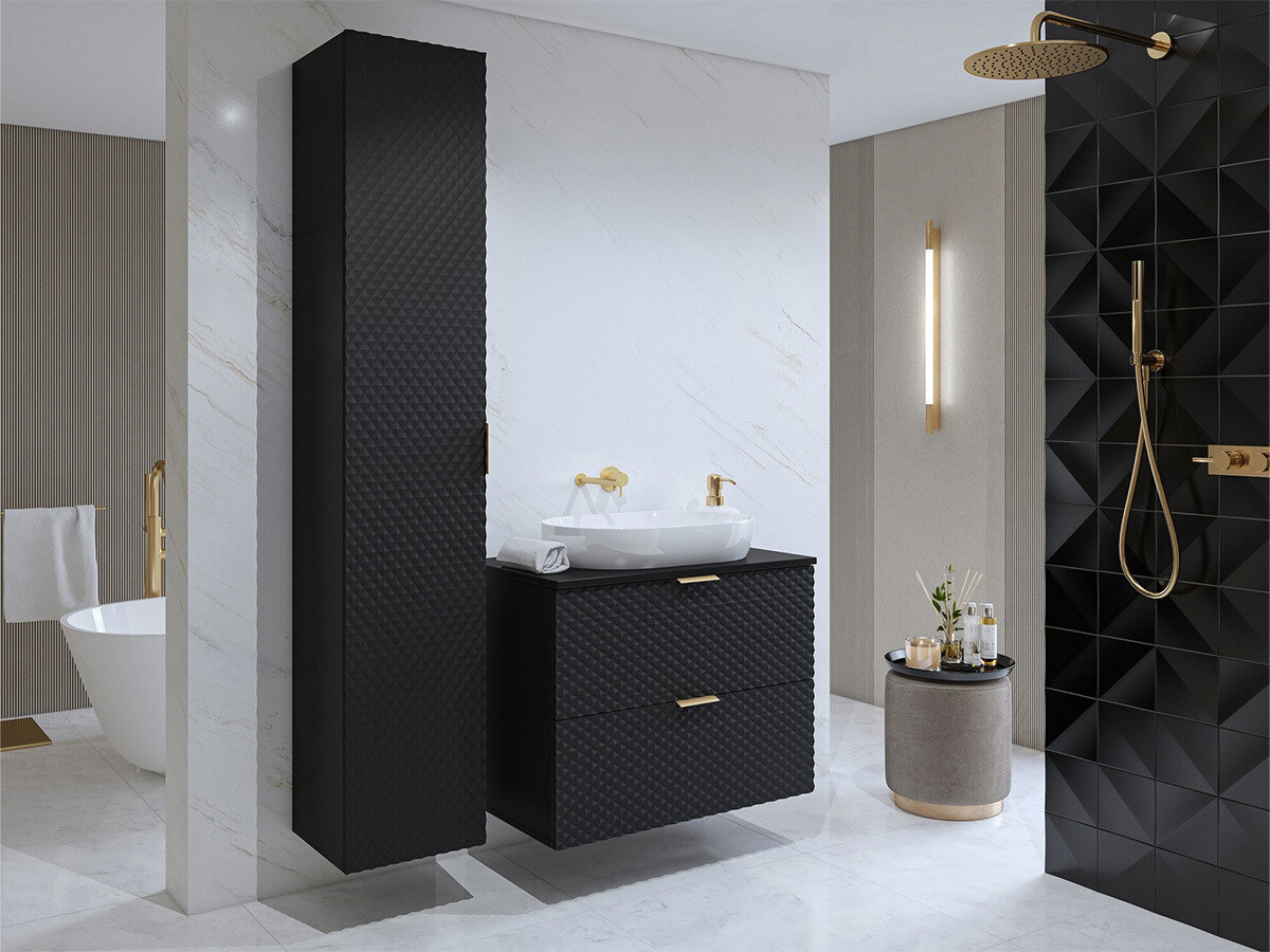 Standing bathroom cabinet for washbasin Liretu 101 (Black)