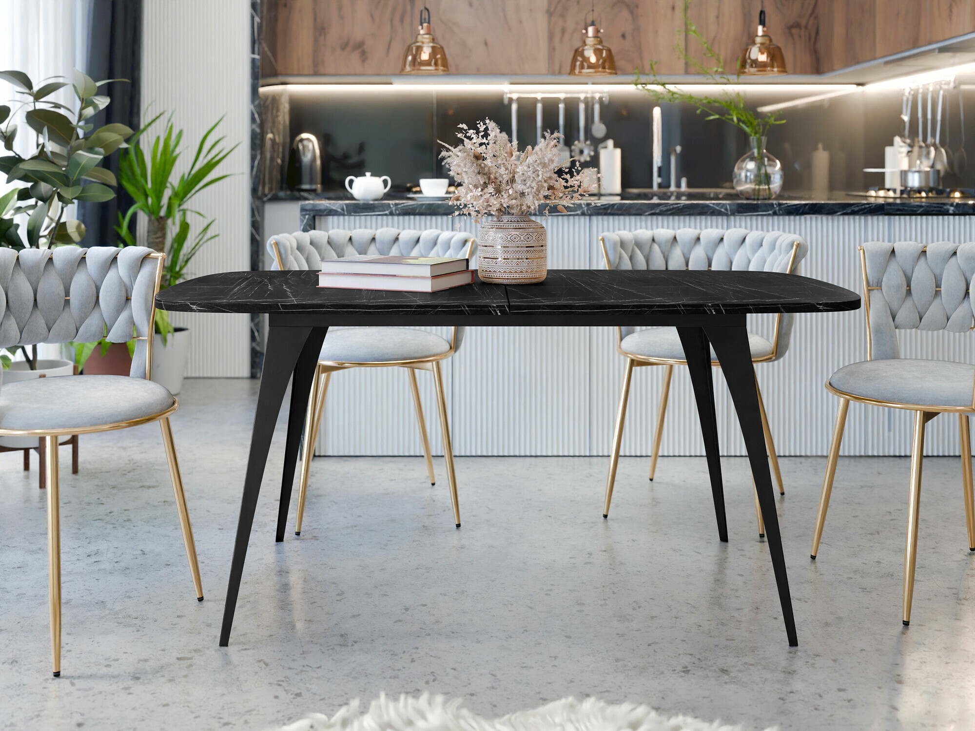 Table Oswego 131 (Black marble)