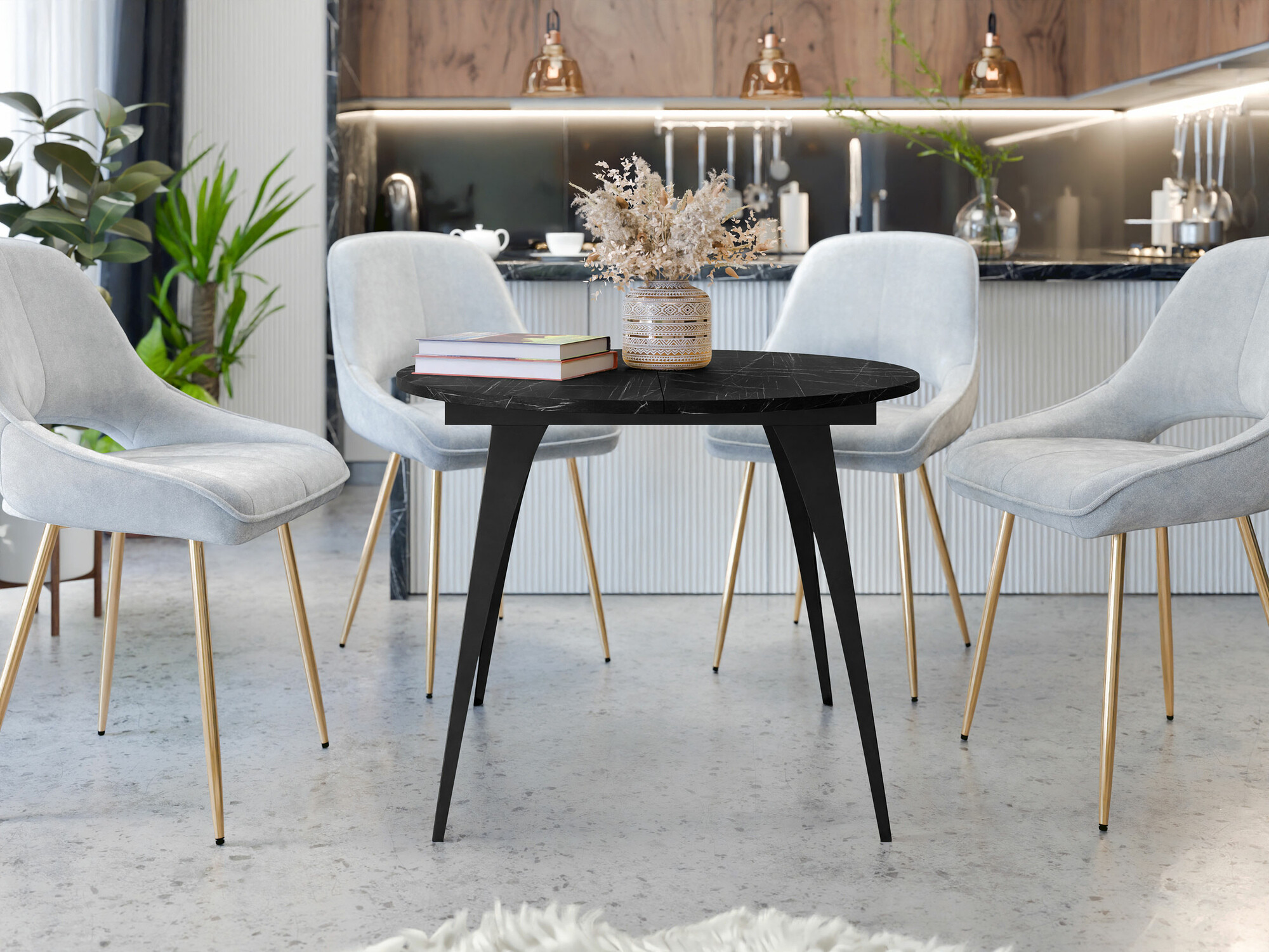 Table Oswego 132 (Black marble)