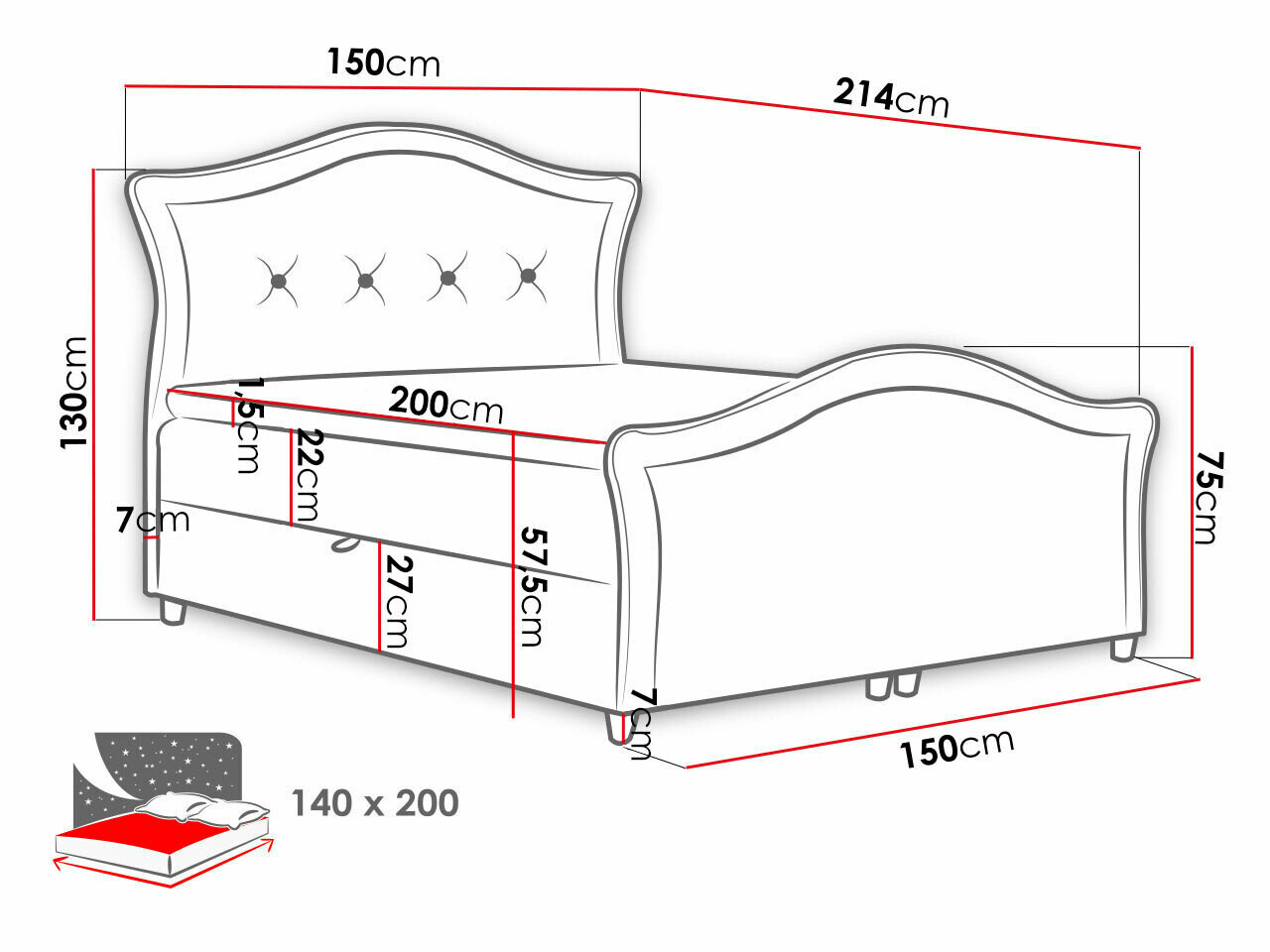 Continental bed Oleum I (Magic Velvet 2206)
