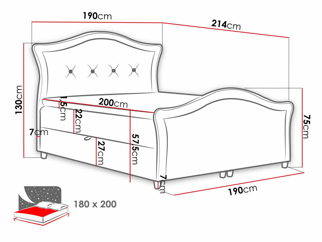 Continental bed Oleum I (Magic Velvet 2260)