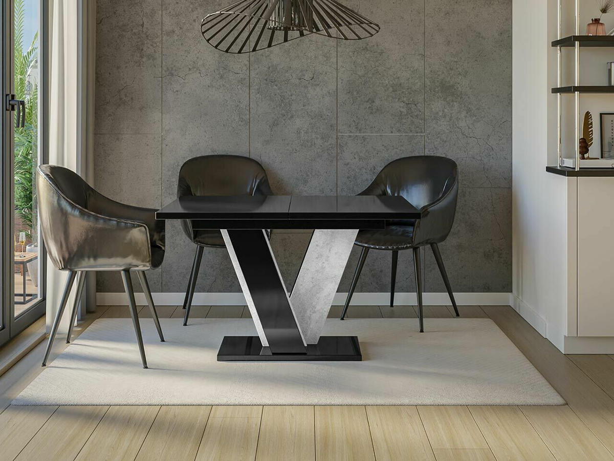 Table Goodyear 125 (Glossy black + Concrete)