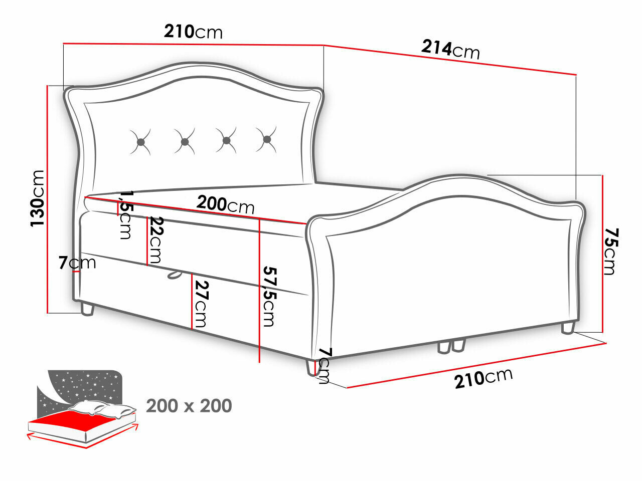 Continental bed Oleum I (Velluto 17)