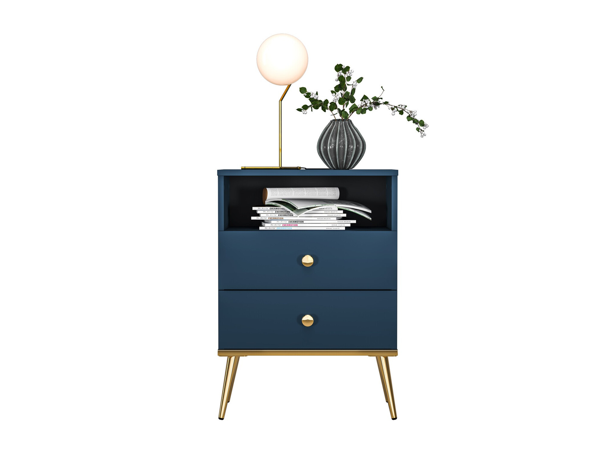 Bedside table Flonovu 111 (Dark blue + Golden)