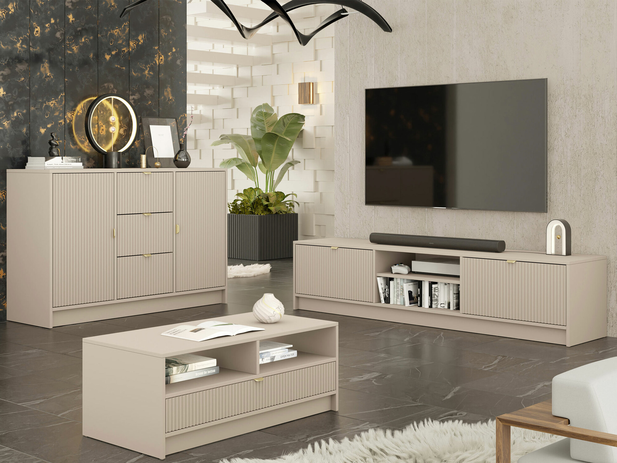 Living room set Comfivo Papilio I (Beige)