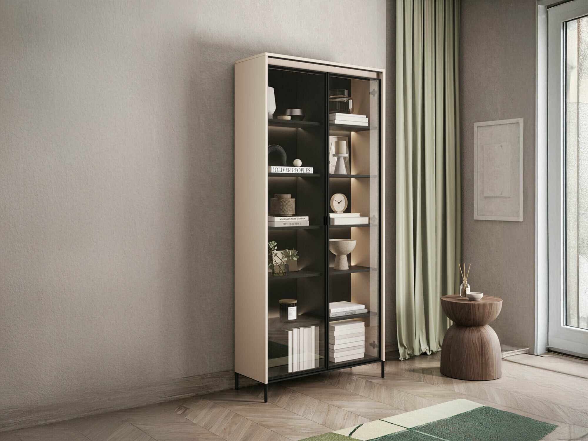Bookcase Fernolu 106 (Beige + Black)